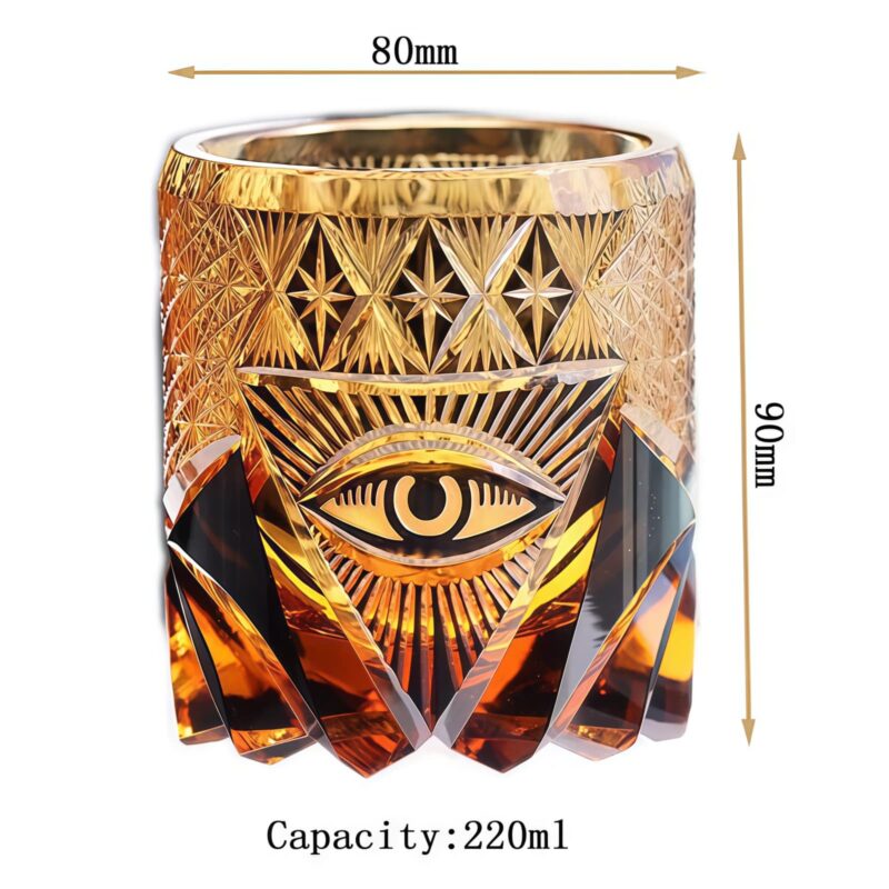 Angel's Gaze Crystal: Edo Kiriko Handcrafted Warm Amber Whisky Glass - 7