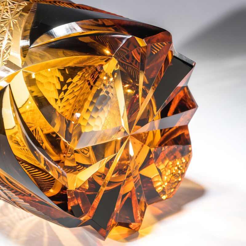Angel's Gaze Crystal: Edo Kiriko Handcrafted Warm Amber Whisky Glass - 2
