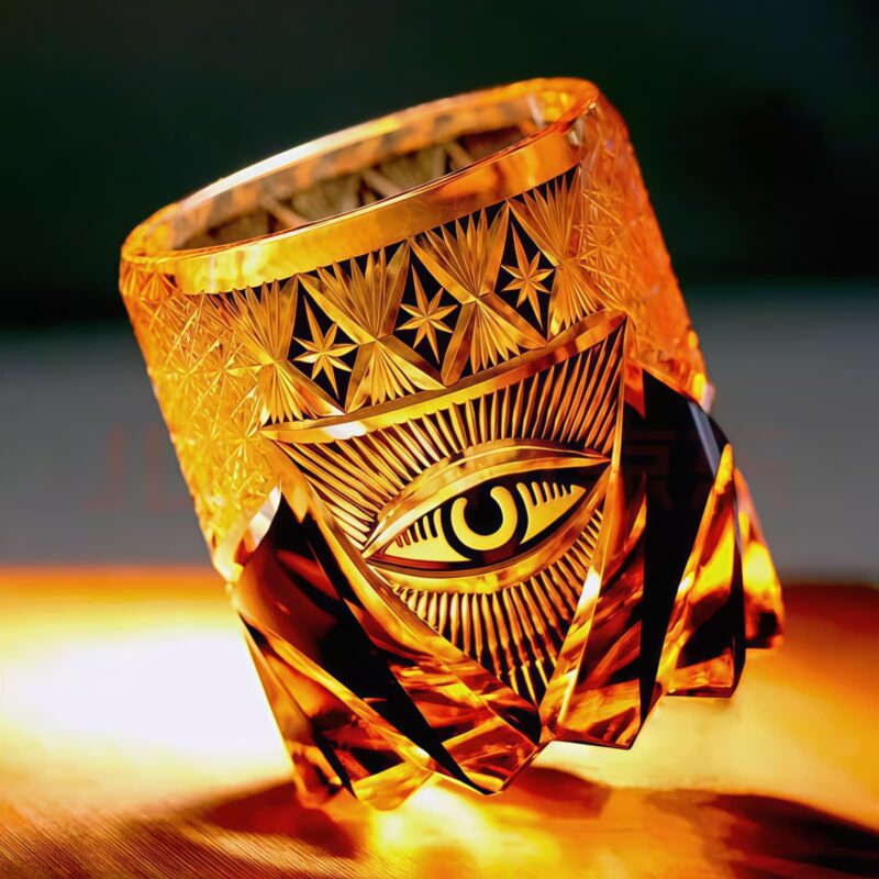 Angel's Gaze Crystal: Edo Kiriko Handcrafted Warm Amber Whisky Glass - 4