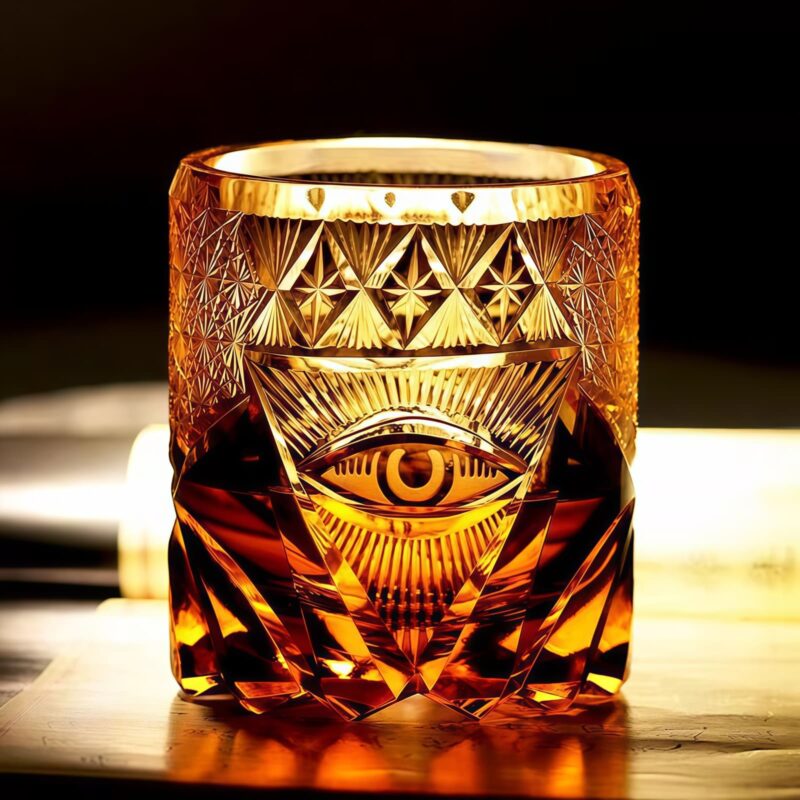 Angel's Gaze Crystal: Edo Kiriko Handcrafted Warm Amber Whisky Glass - 5