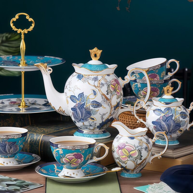 Handgefertigtes Bone-China-Teeservice „Jadeit“ mit edlem Golddekor INGRI Jadeite Handcrafted Bone China Tea Set with German Gold Detailing - 4