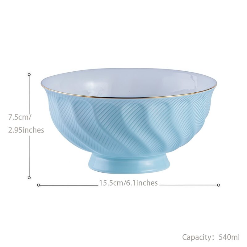 Handgefertigtes Bone-China-Geschirrset Ocean Blue mit echtem Goldrand INGRI Ocean Blue Handcrafted Bone China Dinnerware Set with Gold Rim - 19