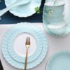 Handgefertigtes Bone-China-Geschirrset Ocean Blue mit echtem Goldrand INGRI Ocean Blue Handcrafted Bone China Dinnerware Set with Gold Rim - 7