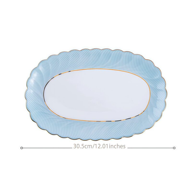 Handgefertigtes Bone-China-Geschirrset Ocean Blue mit echtem Goldrand INGRI Ocean Blue Handcrafted Bone China Dinnerware Set with Gold Rim - 4