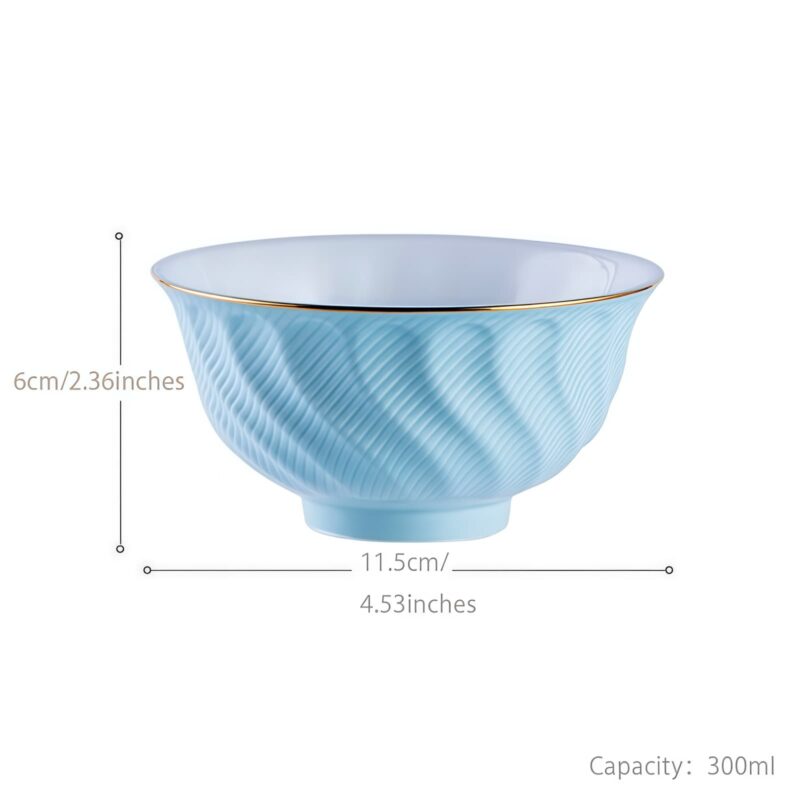 Handgefertigtes Bone-China-Geschirrset Ocean Blue mit echtem Goldrand INGRI Ocean Blue Handcrafted Bone China Dinnerware Set with Gold Rim - 14