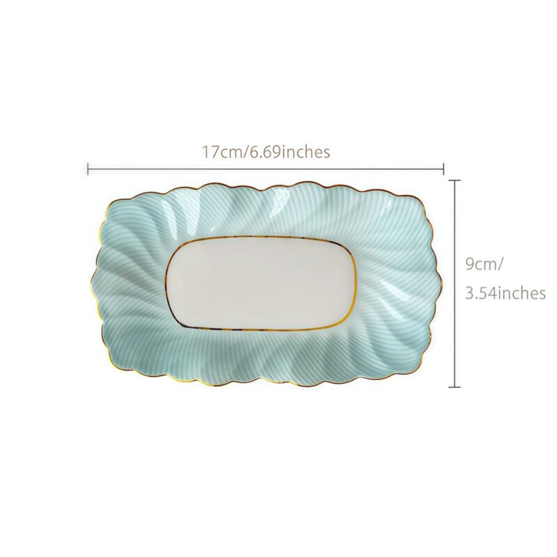 Handgefertigtes Bone-China-Geschirrset Ocean Blue mit echtem Goldrand INGRI Ocean Blue Handcrafted Bone China Dinnerware Set with Gold Rim - 24