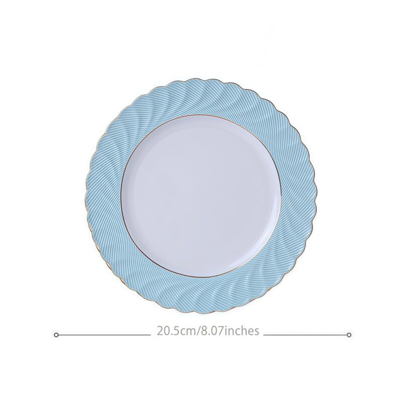 Handgefertigtes Bone-China-Geschirrset Ocean Blue mit echtem Goldrand INGRI Ocean Blue Handcrafted Bone China Dinnerware Set with Gold Rim - 22