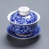 Blau-weißes Gongfu-Teeservice aus Porzellan mit Blumenmuster Blue & White Floral Porcelain Chinese Gongfu Tea Set - 9/22 Pcs - 1