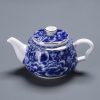 Blau-weißes Gongfu-Teeservice aus Porzellan mit Blumenmuster Blue & White Floral Porcelain Chinese Gongfu Tea Set - 9/22 Pcs - 2