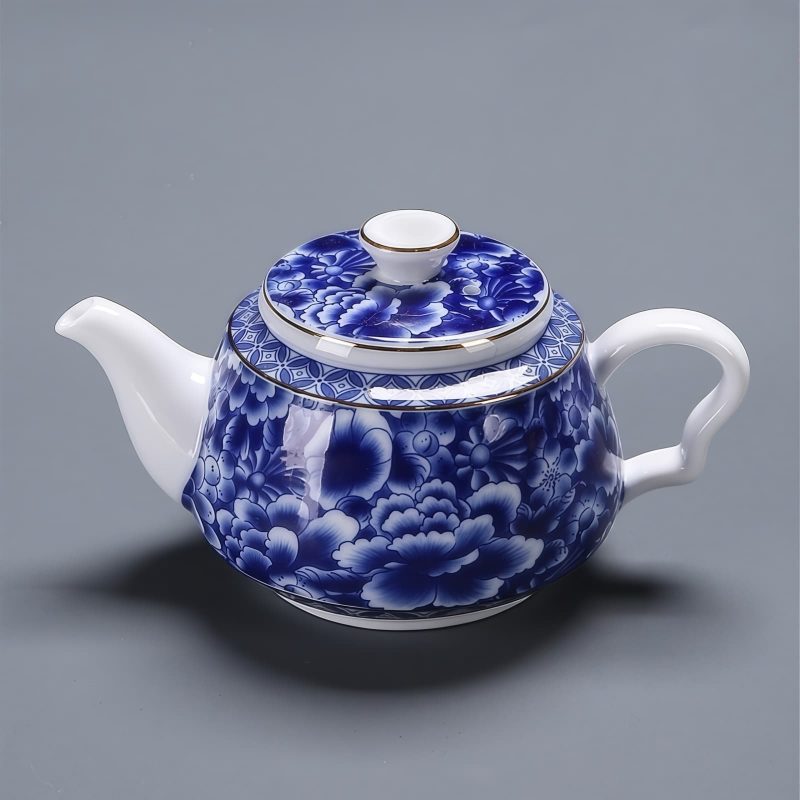 Blau-weißes Gongfu-Teeservice aus Porzellan mit Blumenmuster Blue & White Floral Porcelain Chinese Gongfu Tea Set - 9/22 Pcs - 2