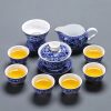 Blau-weißes Gongfu-Teeservice aus Porzellan mit Blumenmuster Blue & White Floral Porcelain Chinese Gongfu Tea Set - 9/22 Pcs - 6
