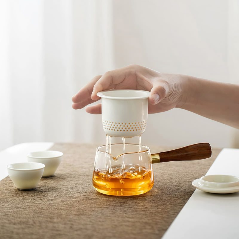 Elegantes Reise-Teeservice aus Keramik und Glas mit Tasche Elegant Ceramic & Glass Travel Tea Set with Travel Bag - 3