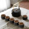 Japanisches Keramik-Teeservice in Schwarz-Gold Black Gold Ceramic Japanese Tea Set - 7 Piece Tilang Teapot & Cups - 9