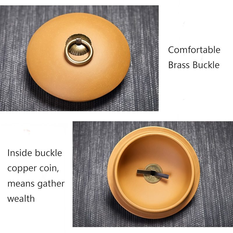 Runde Teedose aus Yixing-Ton mit Motiv der „Vier Edlen“ Yixing Purple Clay Round Tea Caddy | Four Gentlemen Design - 3