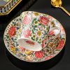 Hand-Painted Floral & Fruit Porcelain Cup & Saucer Set with 24K Gold - 1