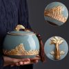 Handbemalte Keramik-Teedose „Wellen und Fische“ Waves & Fish Hand-Painted Ceramic Tea Caddy - Loose Leaf Storage - 5