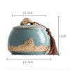 Handbemalte Keramik-Teedose „Wellen und Fische“ Waves & Fish Hand-Painted Ceramic Tea Caddy - Loose Leaf Storage - 6