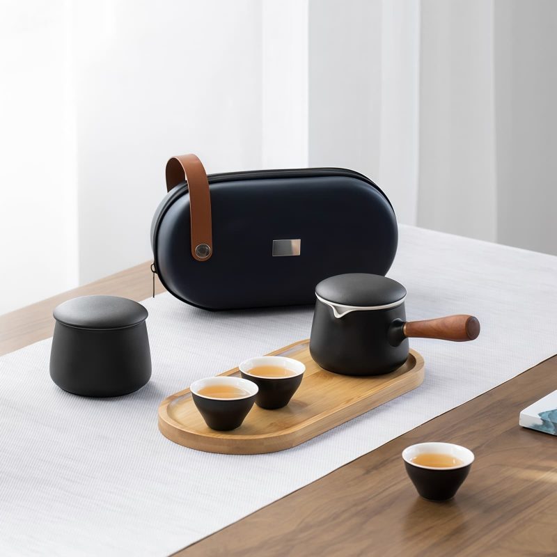 Pure Ceramic Travel Tea Set with Travel Bag - Upscale & Portable - 6