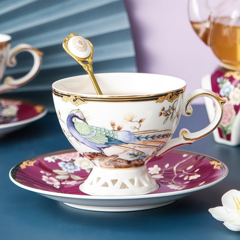 Englisches Teeservice aus Bone China mit Phoenix-Motiv und Stövchen Phoenix Pattern Bone China English Tea Set with Warmer | Premium Teaware - 4