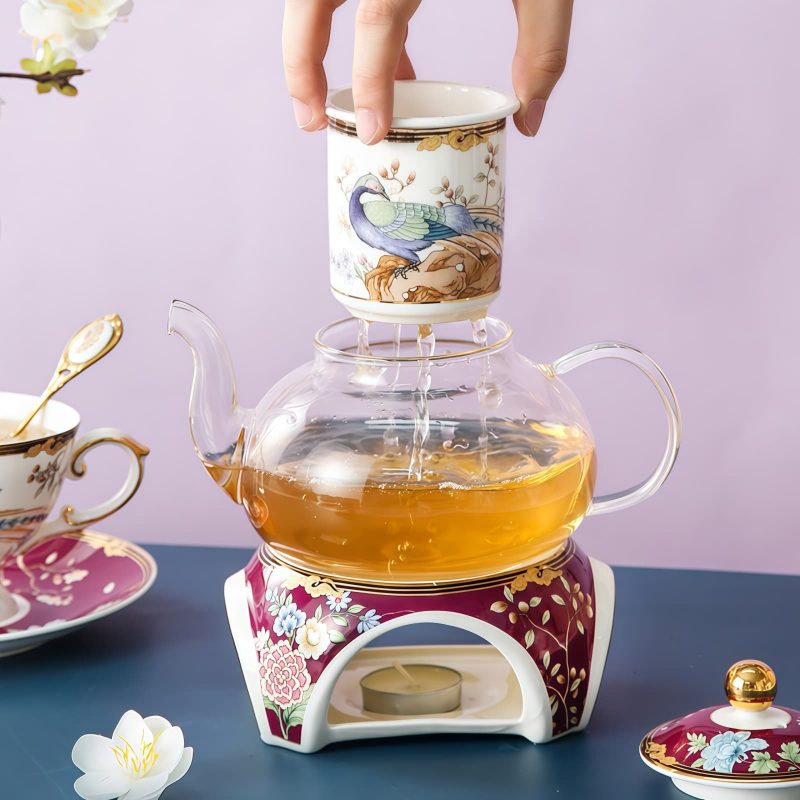 Englisches Teeservice aus Bone China mit Phoenix-Motiv und Stövchen Phoenix Pattern Bone China English Tea Set with Warmer | Premium Teaware - 2