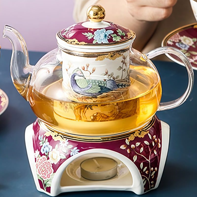 Englisches Teeservice aus Bone China mit Phoenix-Motiv und Stövchen Phoenix Pattern Bone China English Tea Set with Warmer | Premium Teaware - 3