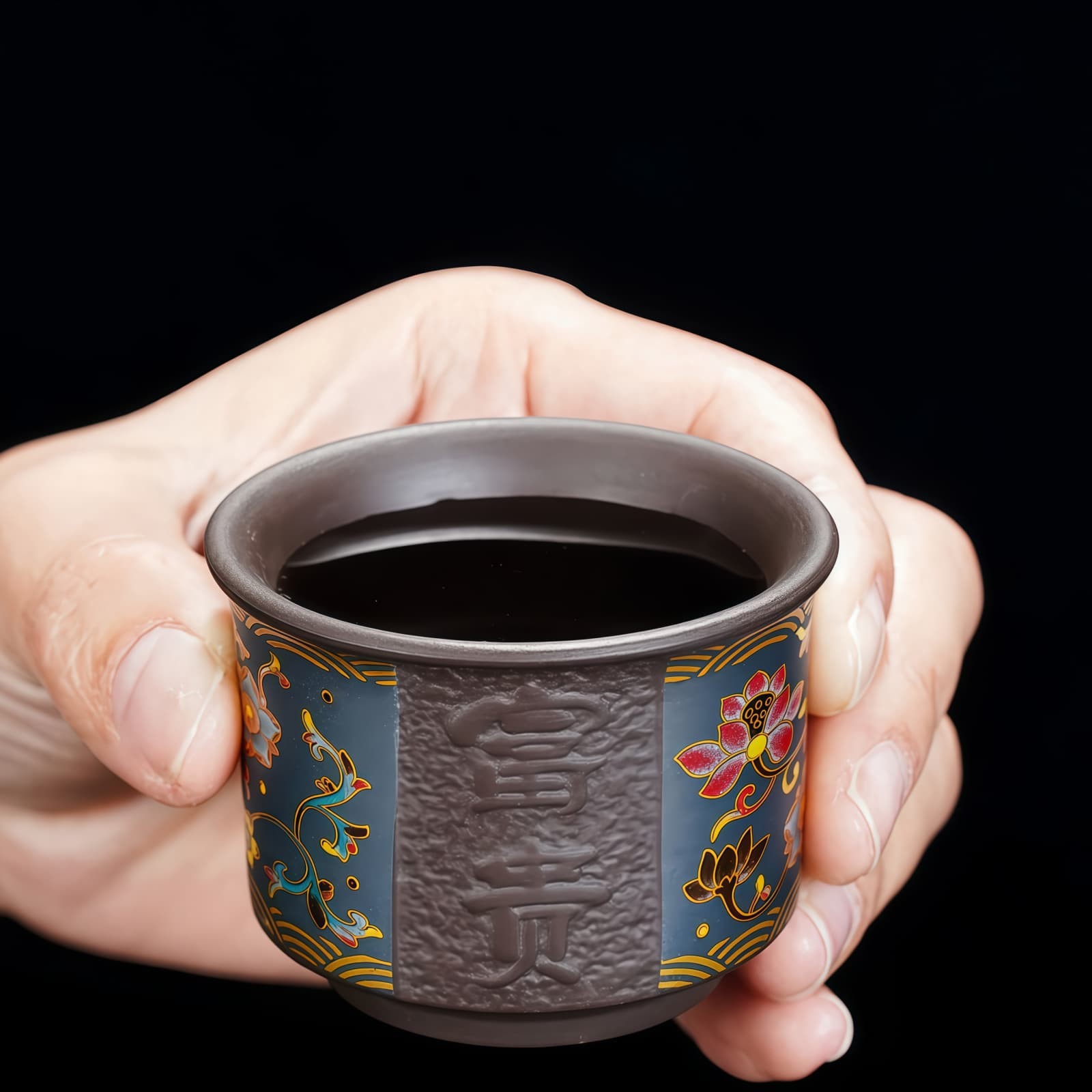 Fugui Themed Engraved Floral Yixing Clay Chinese Gongfu Tea Set
