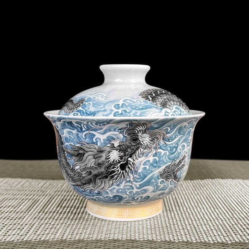 Jingdezhen Chinese Dragon Porcelain Gaiwan Tea Set | Exquisite 5-Piece Set - 3