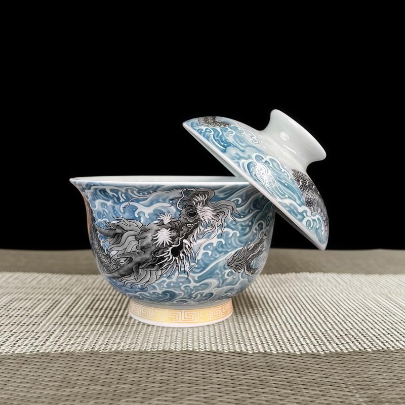 Jingdezhen Chinese Dragon Porcelain Gaiwan Tea Set | Exquisite 5-Piece Set - 2