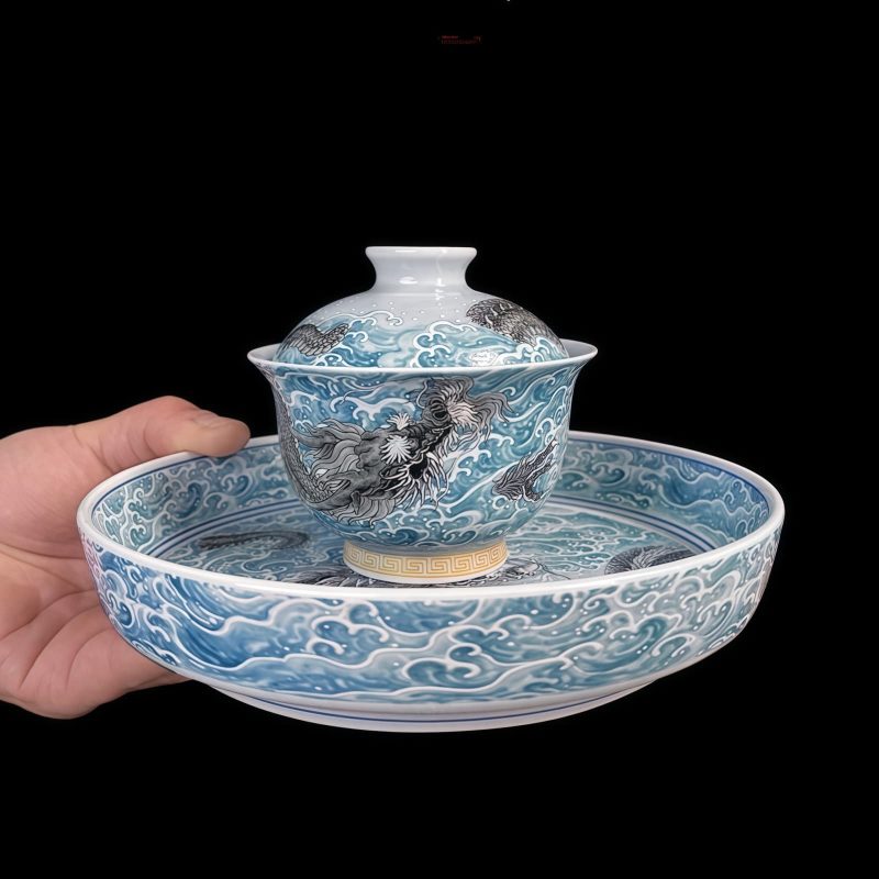 Jingdezhen Chinese Dragon Porcelain Gaiwan Tea Set | Exquisite 5-Piece Set - 6