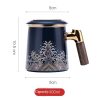 Porzellan-Teebecher „Waves“ mit Holzgriff, Sieb & Deckel Waves Porcelain Tea Mug with Wood Handle, Infuser & Lid - 13.5oz - 7