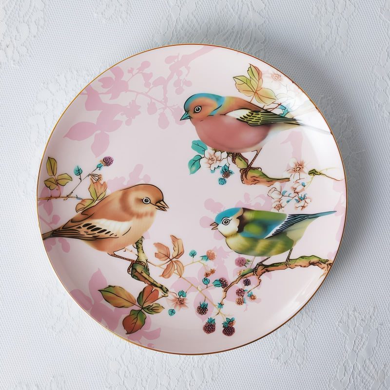 Pink Bird British Tea Set - Bone China with Warmer | Elegant Afternoon Tea - 5