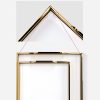 Golden Rectangle Metal Wood Decorative Tray - Elegant Serving - 6