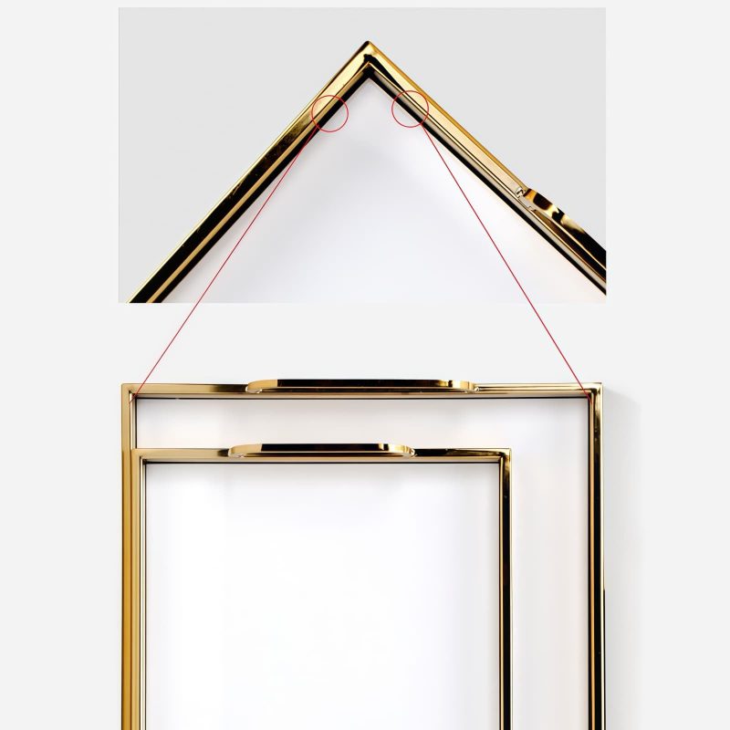 Golden Rectangle Metal Wood Decorative Tray - Elegant Serving - 6
