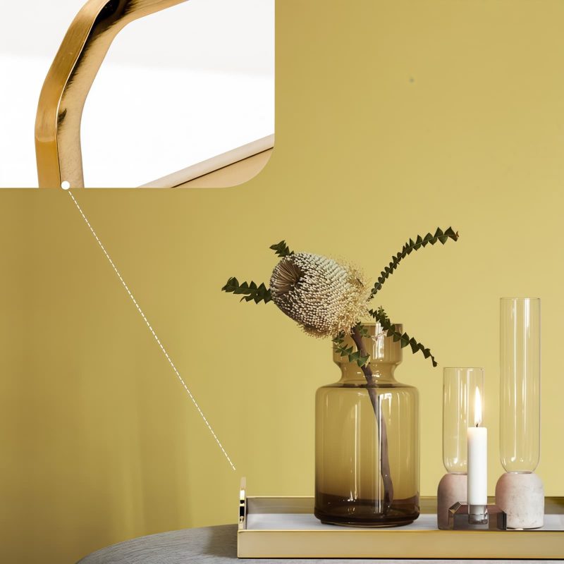 Golden Rectangle Metal Wood Decorative Tray - Elegant Serving - 5