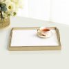 Golden Rectangle Metal Wood Decorative Tray - Elegant Serving - 2