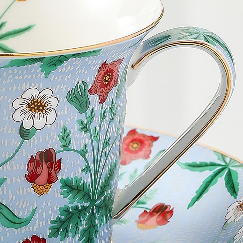 Hand-painted Floral Porcelain Tea Cup & Saucer Set - Gift Box - 4