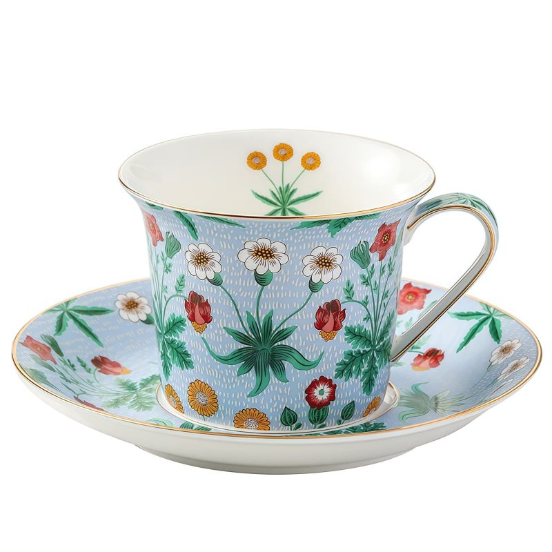 Hand-painted Floral Porcelain Tea Cup & Saucer Set - Gift Box - 6