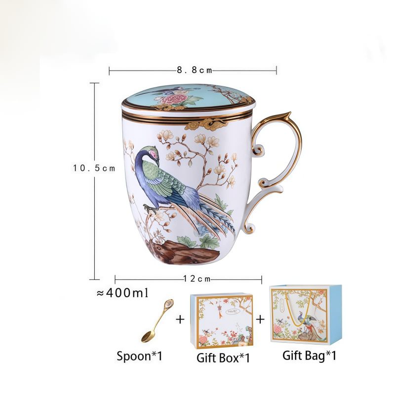 Handgefertigtes Bone-China-Tassenset für Paare mit Golddetails und goldenen Henkeln INGRI Handcrafted Bone China Couple Mug Set | Elegant Mugs - 2