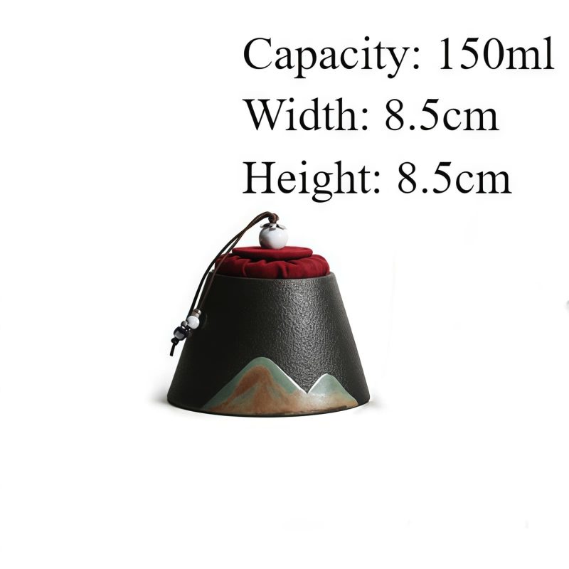Tee-Caddy aus Naturkeramik mit Bergmotiv Mountain Pattern Crude Pottery Tea Caddy for Loose Tea Storage - 1