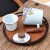Tumbling Waves Porcelain Tea Mug with Gold Trim, Infuser & Lid (15 OZ) - 4