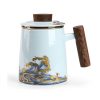 Tumbling Waves Porcelain Tea Mug with Gold Trim, Infuser & Lid (15 OZ) - 8