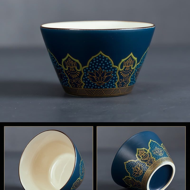 Flower Ceramic Travel Gaiwan Tea Set with Filter, Caddy & Luxury Bag - 5