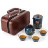 Flower Ceramic Travel Gaiwan Tea Set with Filter, Caddy & Luxury Bag - 2