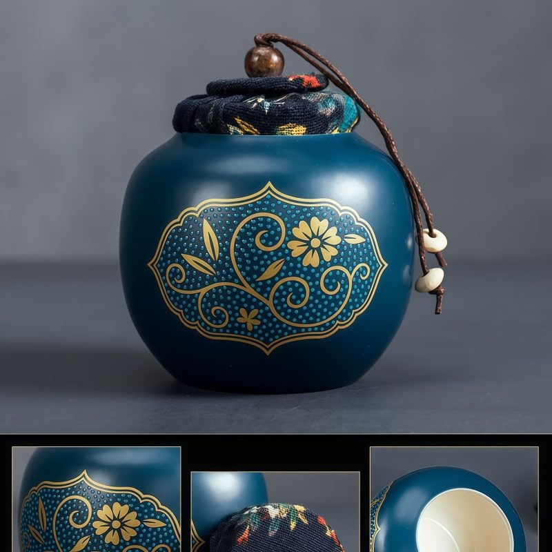 Flower Ceramic Travel Gaiwan Tea Set with Filter, Caddy & Luxury Bag - 6