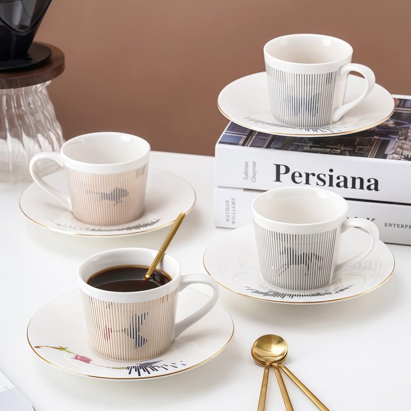 Porzellan-Teetassen-Set mit reflektierender Projektion Reflective Projection Porcelain Tea Cup & Saucer Set - Mesmerizing Designs - 1