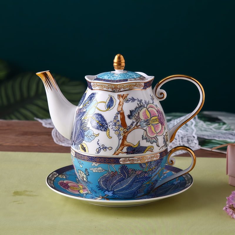 Klassisches Tea-for-One-Set aus Bone China mit botanischem Motiv und glänzendem Finish Classical Botanical Bone China Tea for One Set - Glossy Finish - 6