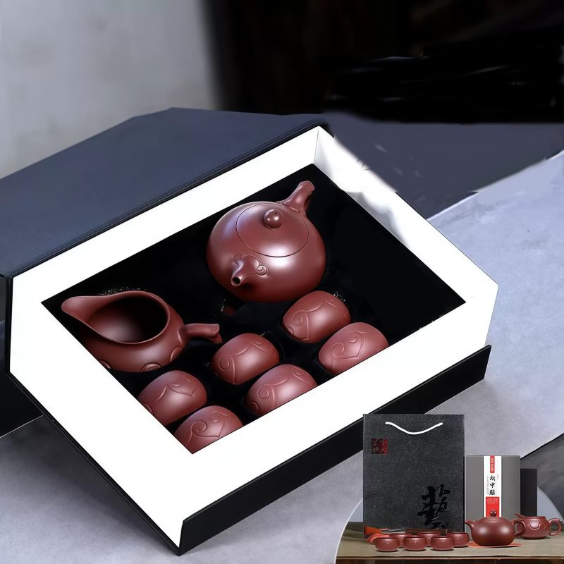 Handgefertigtes Yixing-Zisha-Teeset mit Wolkenmotiv Cloud Motif Handcrafted Yixing Purple Clay Tea Set - 8