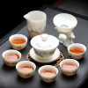 Chinesisches Gaiwan-Teeservice mit Kranich-Motiv für Gongfu Cha Crane Chinese Gaiwan Tea Set for Gongfu Cha - Authentic Ceramic Tea Ceremony - 9