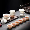 Chinesisches Gaiwan-Teeservice mit Kranich-Motiv für Gongfu Cha Crane Chinese Gaiwan Tea Set for Gongfu Cha - Authentic Ceramic Tea Ceremony - 1