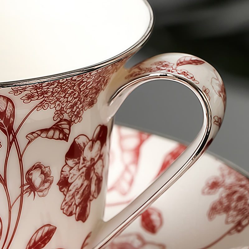 Classic Athenian Rose Teacup Set - Porcelain with Gold Accents - 2